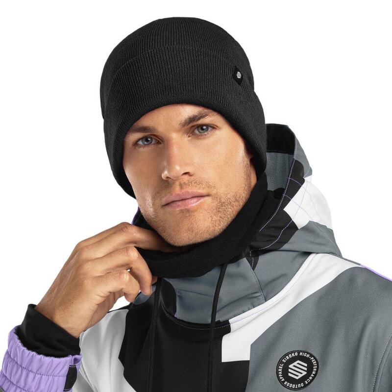 Heren en Dames Wintersport Wintermuts Snowflake Black Zwart