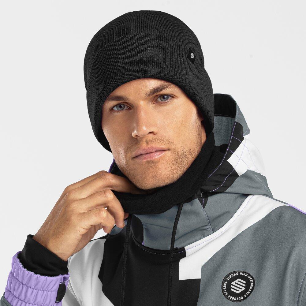 Bonnet hiver Sports d'hiver Homme et Femme Snowflake Black Noir 3/7
