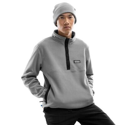 Heren wintersport dikke fleece half-snap trui koli grijs