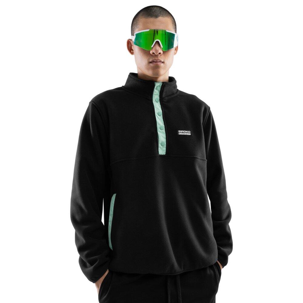 SIROKO Felpa in pile spessa da uomo Sport invernali Stowe Nero