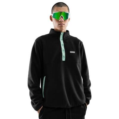 Heren wintersport dikke fleece half-snap trui stowe zwart