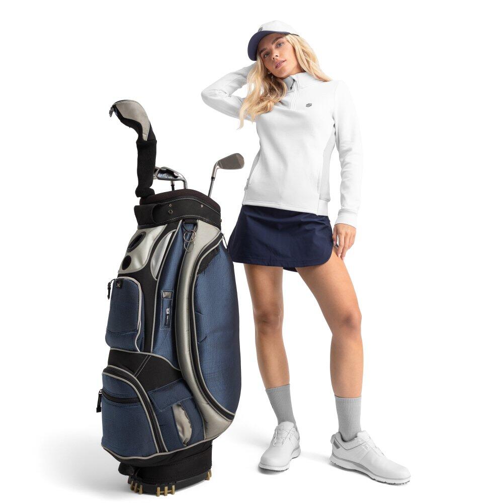 Pullover da golf da donna con cerniera zip a 1/4 Caddy White Bianco 3/8