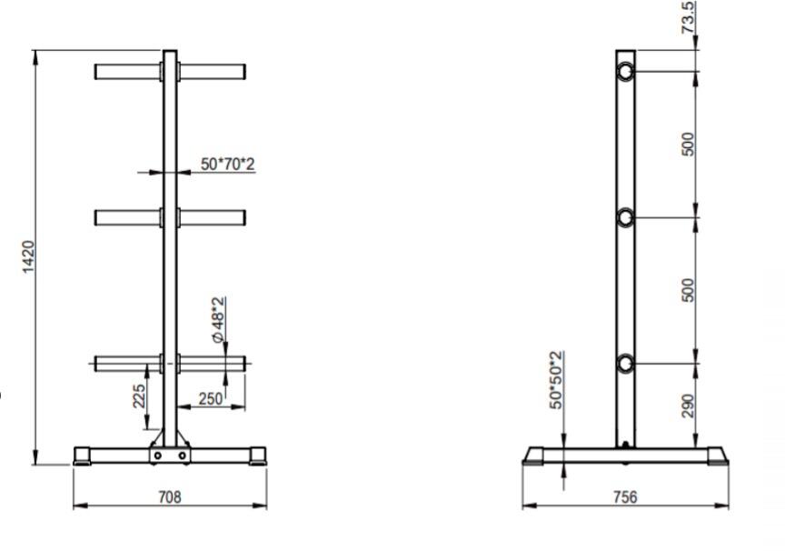 Bumper Plate Rack Verticale Fitness Tech 3/8