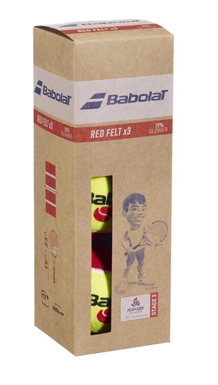 Теннисные мячи детские Babolat Stage 3 Red Felt, 3 штуки