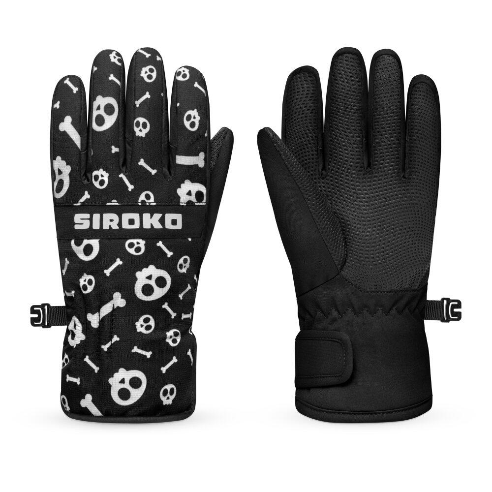 Kids Winter sports ’ snowboard and ski winter gloves Skull Black