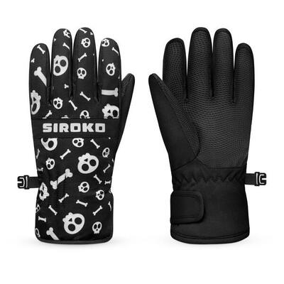 Guantes térmicos esquí niños esquí y nieve Niños y Niñas Skull Negro