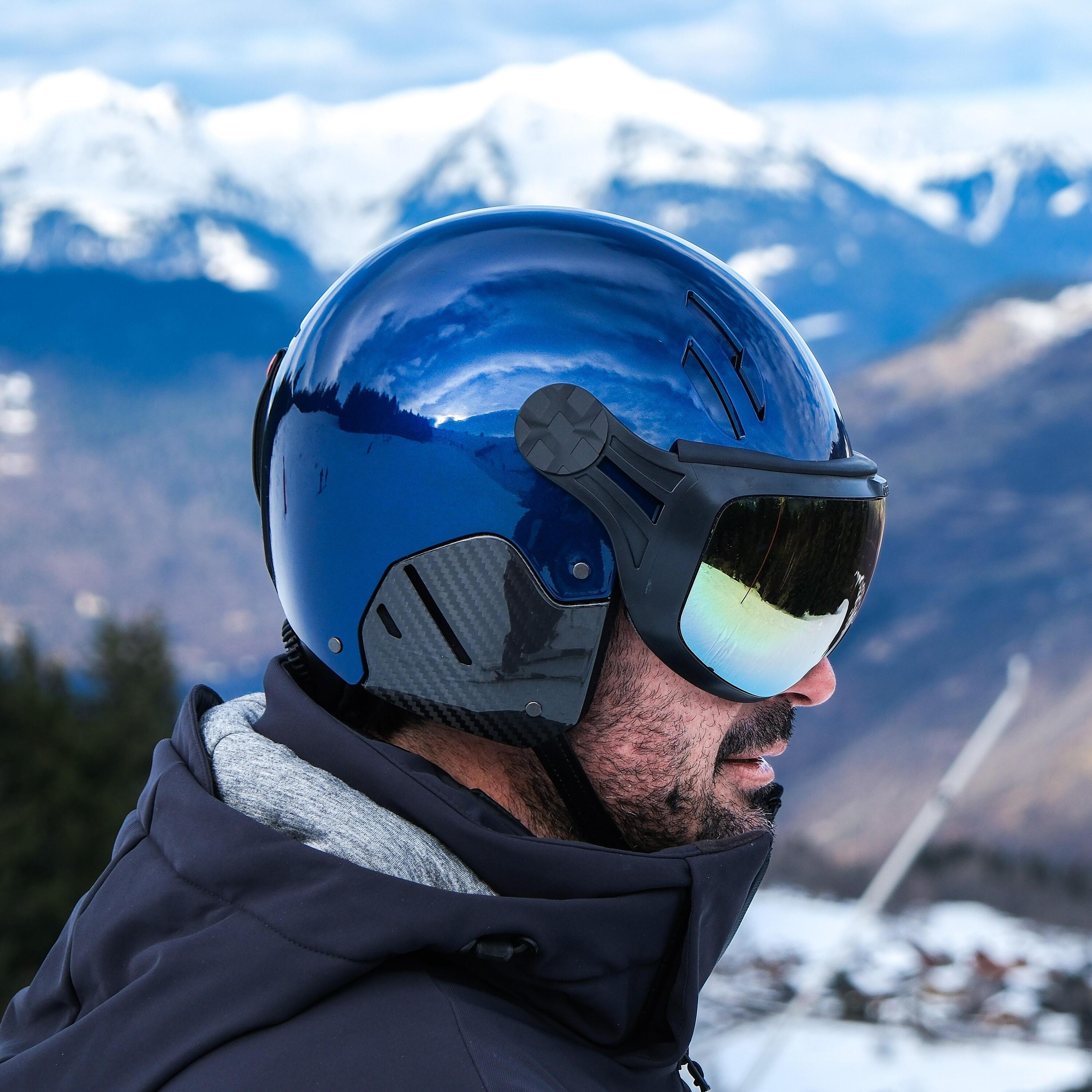 CASQUE MAJOR CARBONE VISIERE INFINITE BLEU PROFOND NACRE. 3/5