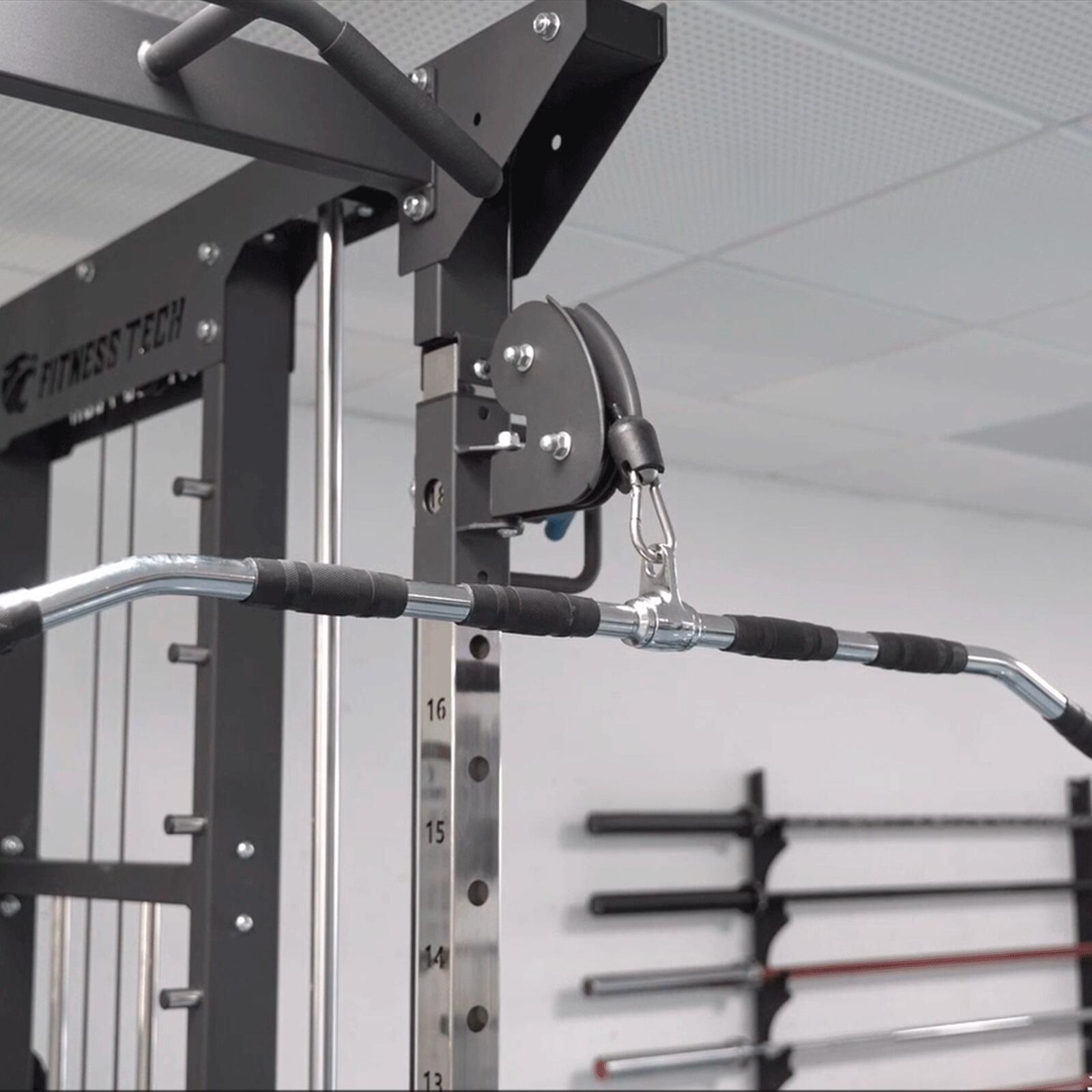 Barre d’Exercice Poulie Haute Fitness Tech – Acier et Noir 7/8