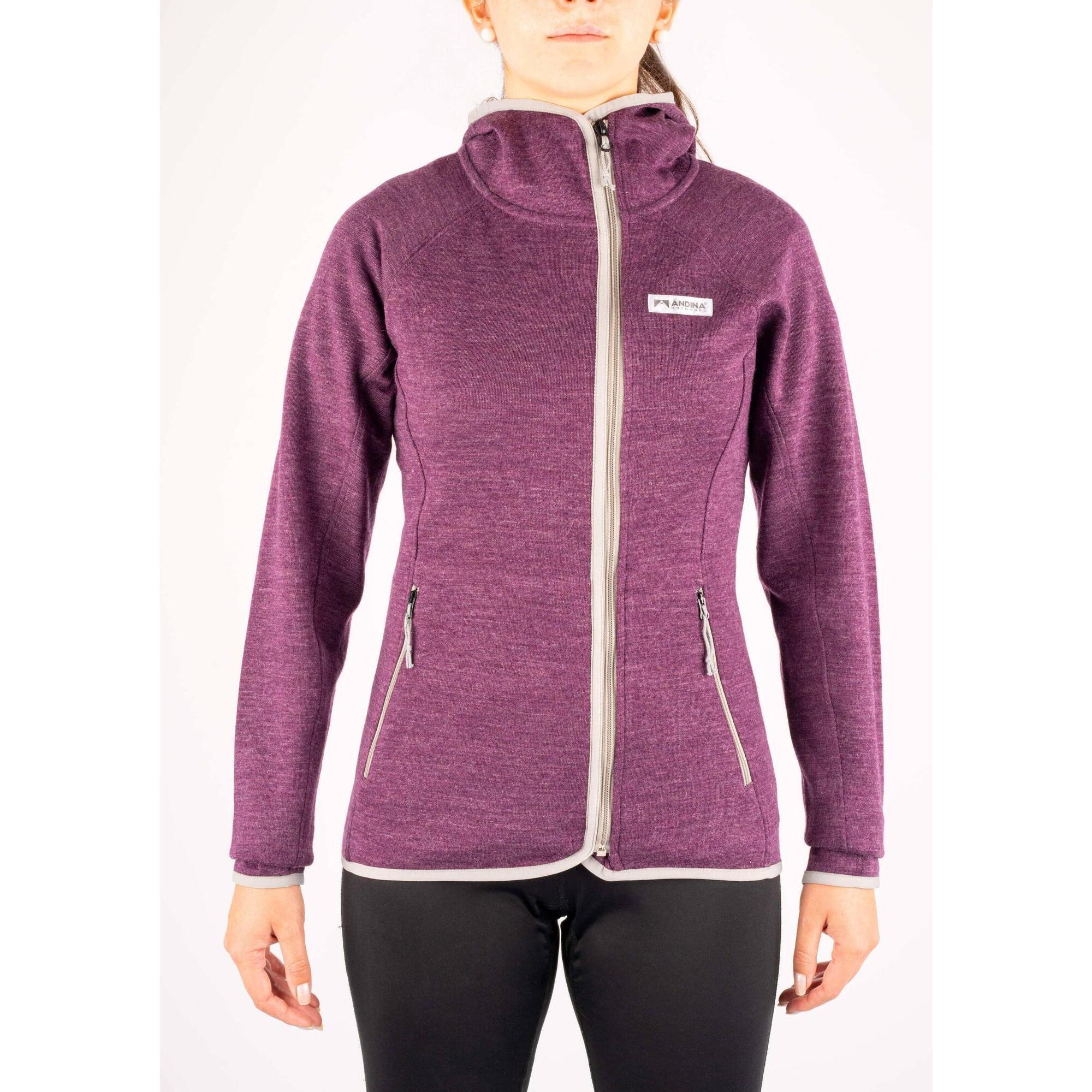 Andina Outdoors - Veste De Randonnée Femme Merino Alpaga Chaude Pull-over Thermique Ski Montagne - Veste - Violet - Grand - Decathlon