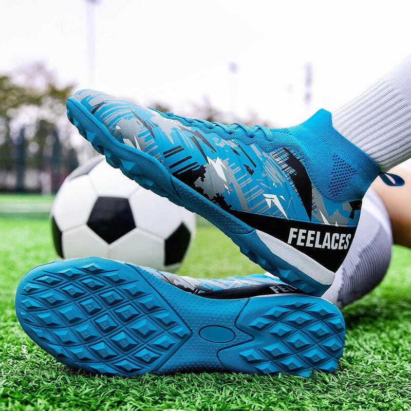 Ghete de fotbal MBrands, 8.4 cu glezna pentru teren sintetic, albastru 36