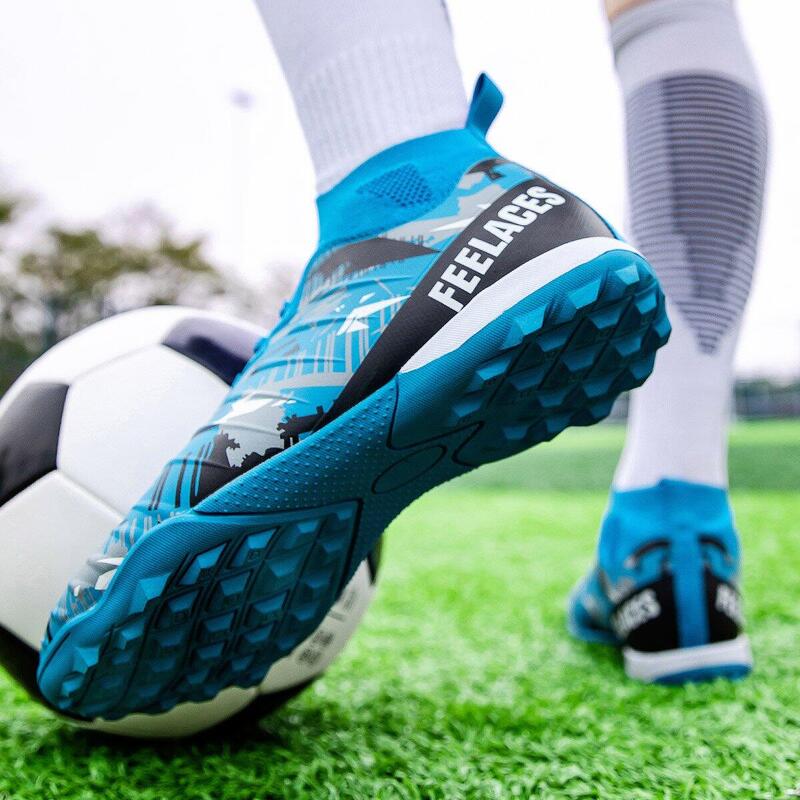 Ghete de fotbal MBrands, 8.4 cu glezna pentru teren sintetic, albastru 36