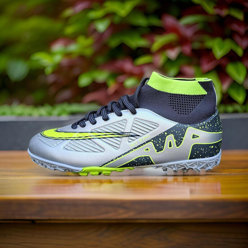 Ghete fotbal copii Sky Wing 9838 cu glezna cusute pentru sintetic argintiu 33