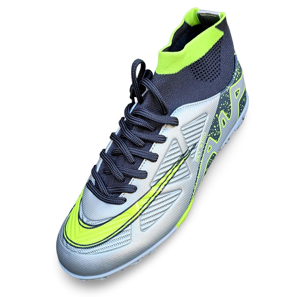 Ghete de fotbal Sky Wing 9838 cu glezna cusute pentru teren sintetic argintiu 38