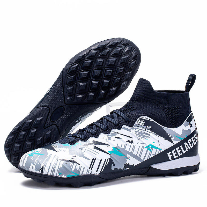 Ghete de fotbal MBrands, 8.4 cu glezna pentru teren sintetic, culoare alb 36