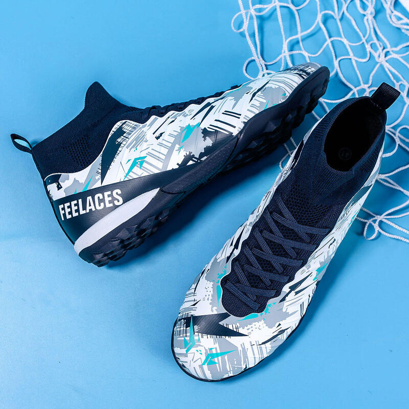 Ghete de fotbal MBrands, 8.4 cu glezna pentru teren sintetic, culoare alb 36