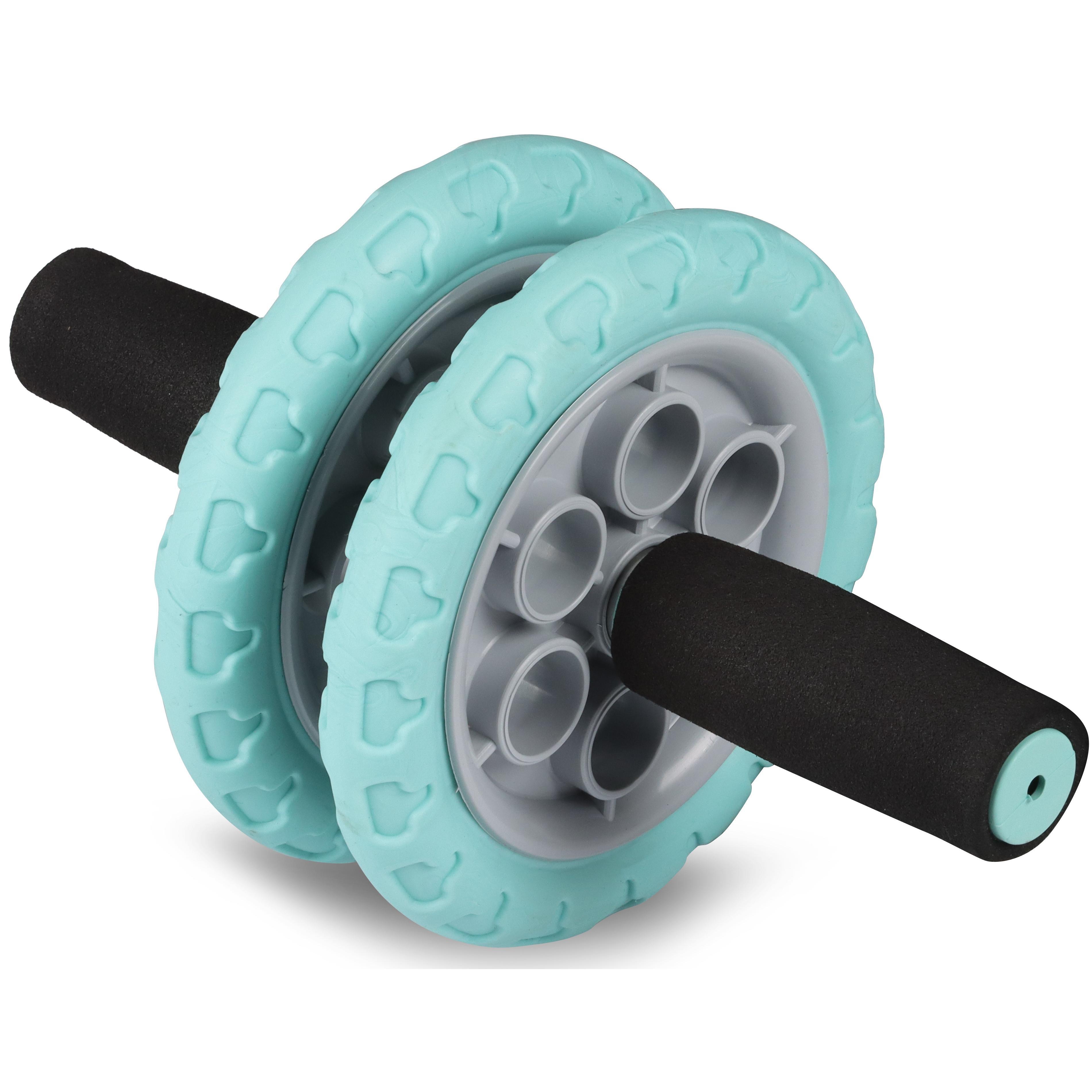 Roda Abdominal Dupla Reforçada com Alças de Neoprene INDIGO Cinza-Turquesa