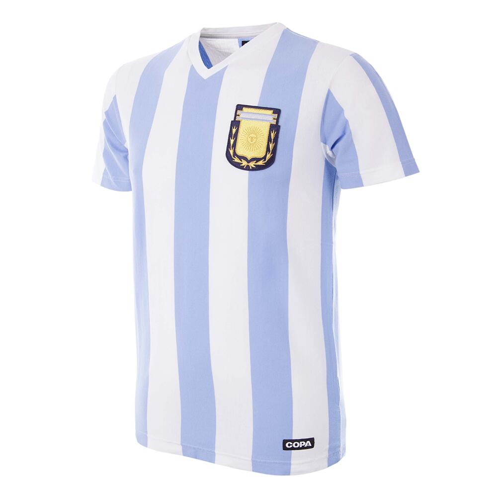 COPA FOOTBALL T-shirt - Heren - Argentina 1982 V-neck - Korte mouw - Wit - Blauw