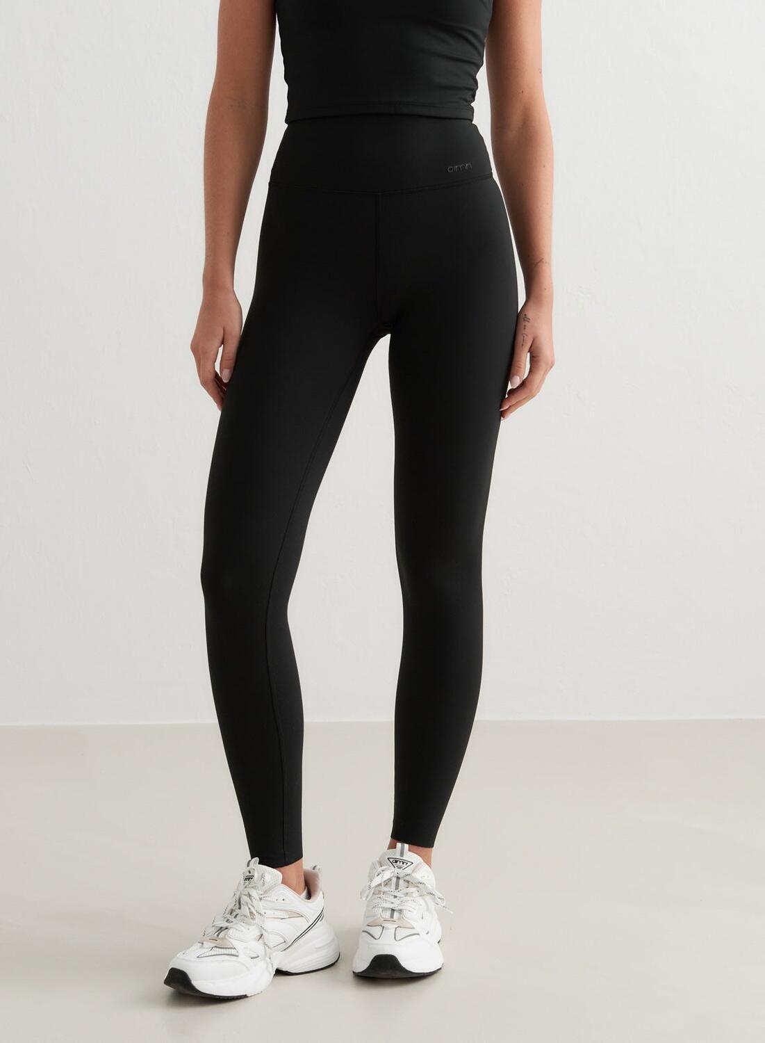 Damskie leginsy wysoki stan, squat proof, szybkoschnące Sense czarny