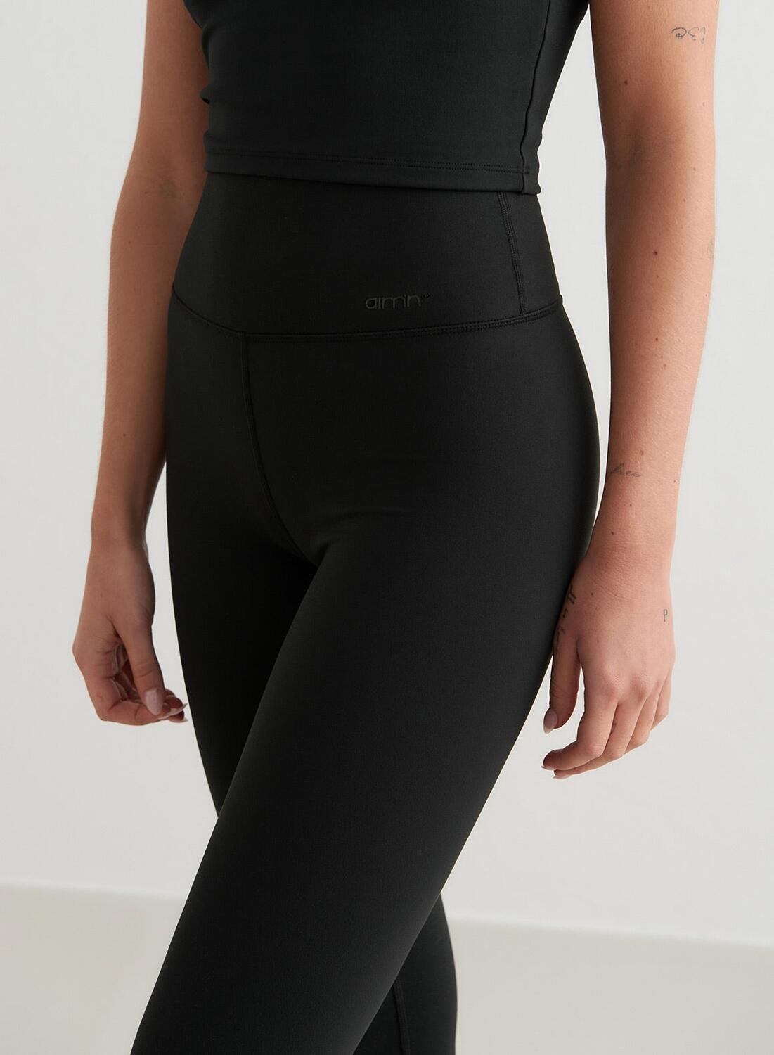 Damen Leggings Hoher Bund squat proof Feuchtigkeitsableitend Sense Schwarz 2/7
