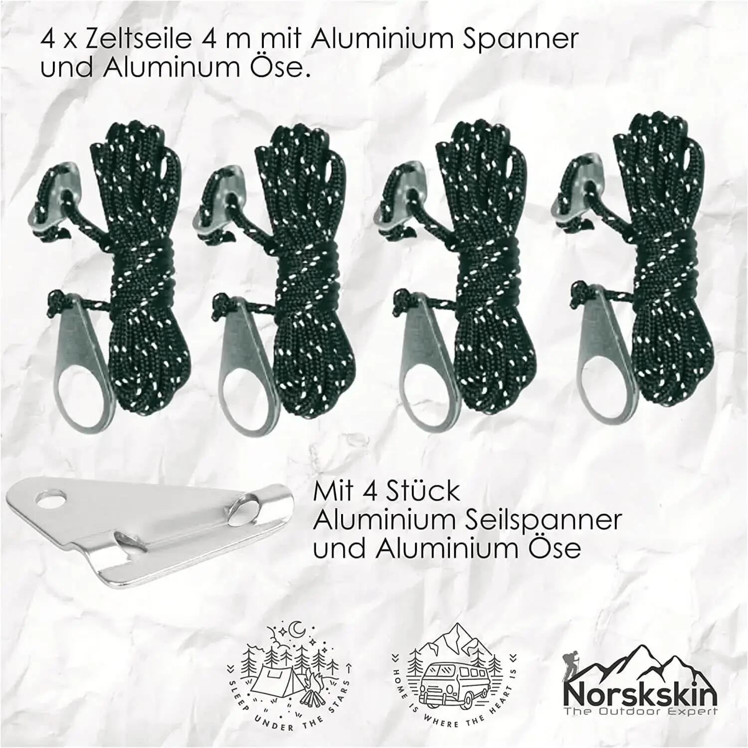 Reflektierende Zeltleinen mit Dreiloch Alu Spanner Abspannleine, Netzschnüre, Tr 2/4