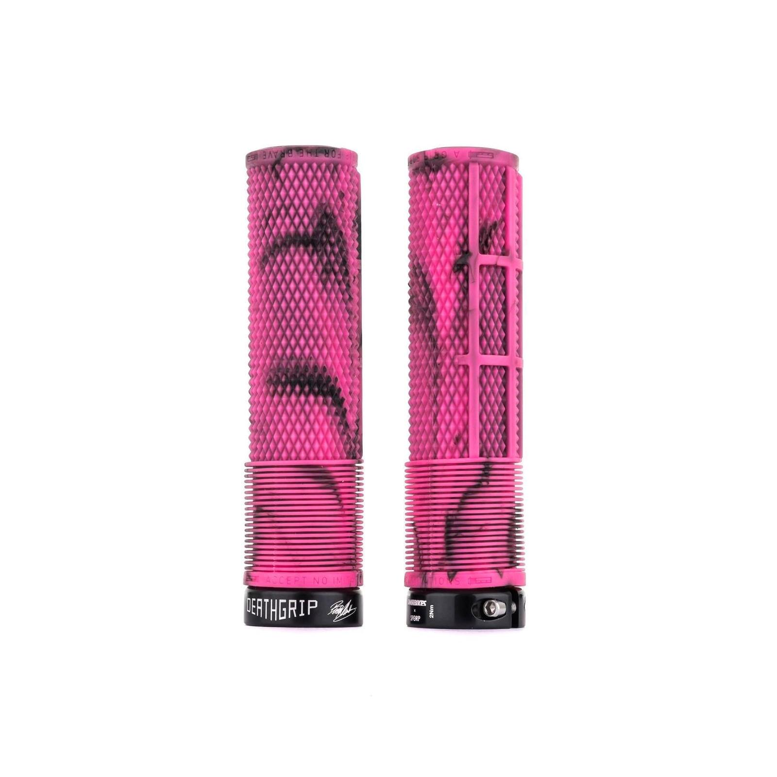 DMR DMR Deathgrip Bike Handle Bar Grips Lock On - Thick Flanged Marble Pink