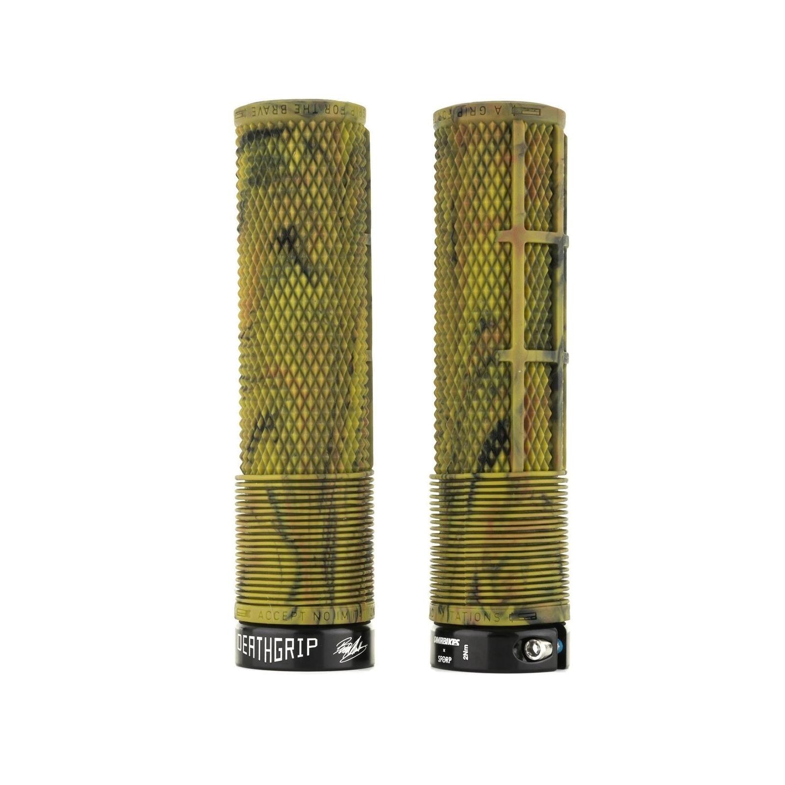 DMR DMR Deathgrip Bike Handle Bar Grips Lock On - Thick Camo Green Flangeless