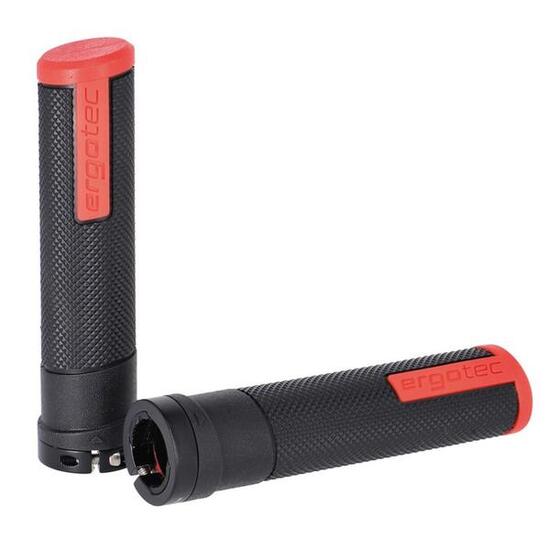 Ergotec MTB-ATB-Griffe Porto schwarz/rot, 133mm, Ø22, Kraton/Alu