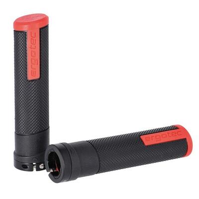 Ergotec MTB-ATB-Griffe Porto schwarz/rot. 133mm. Ø22. Kraton/Alu