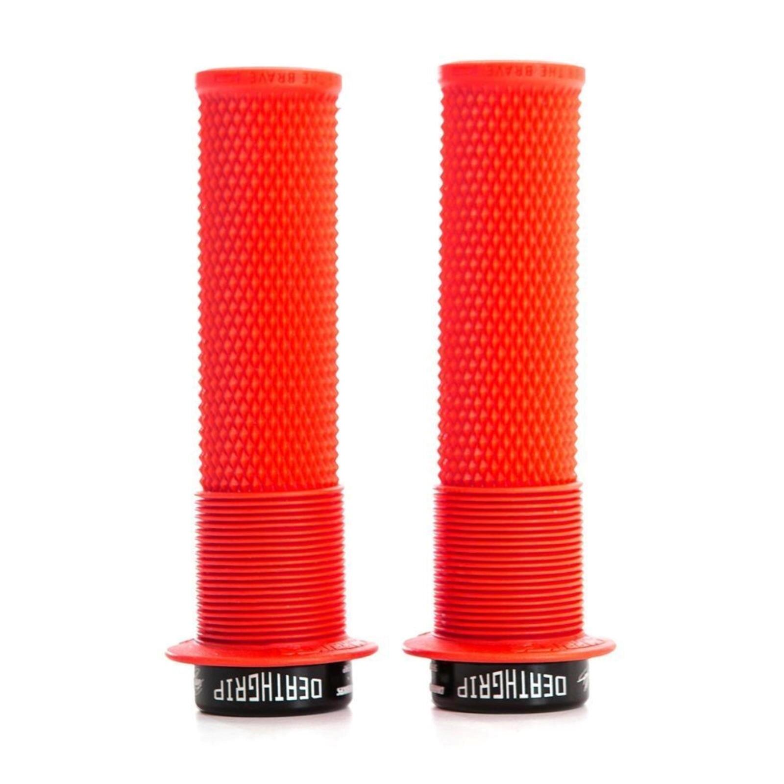 DMR DMR Deathgrip Bike Handle Bar Grips Lock On - Thin Red Flanged