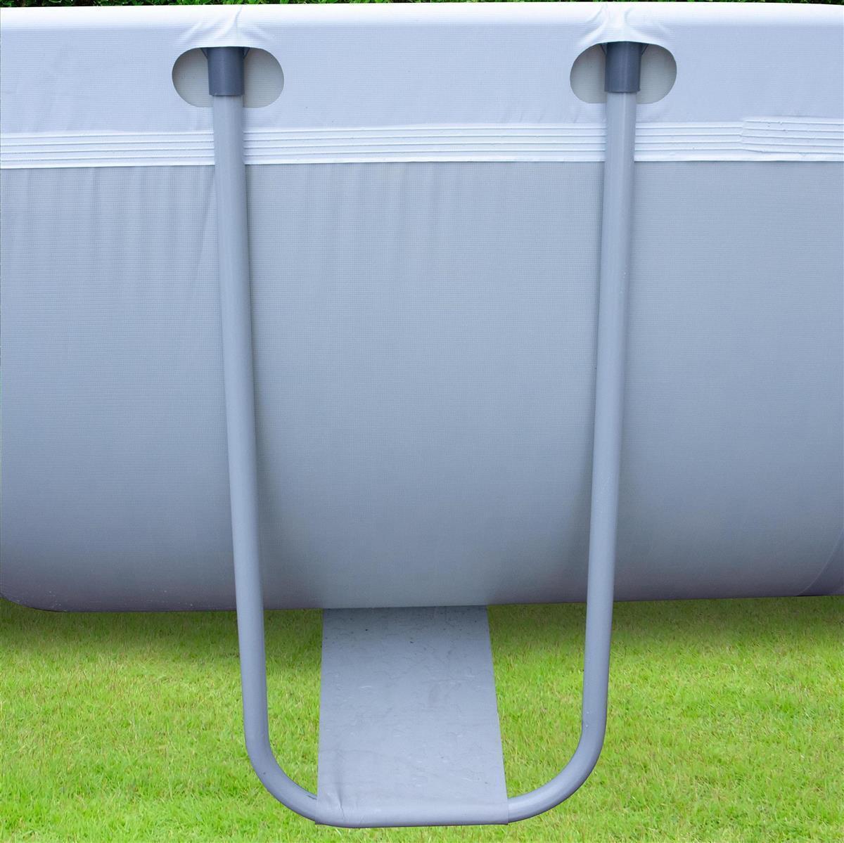 Frame Rectangular Pool Set 400x200x100cm grau mit Filterpumpe 10/15