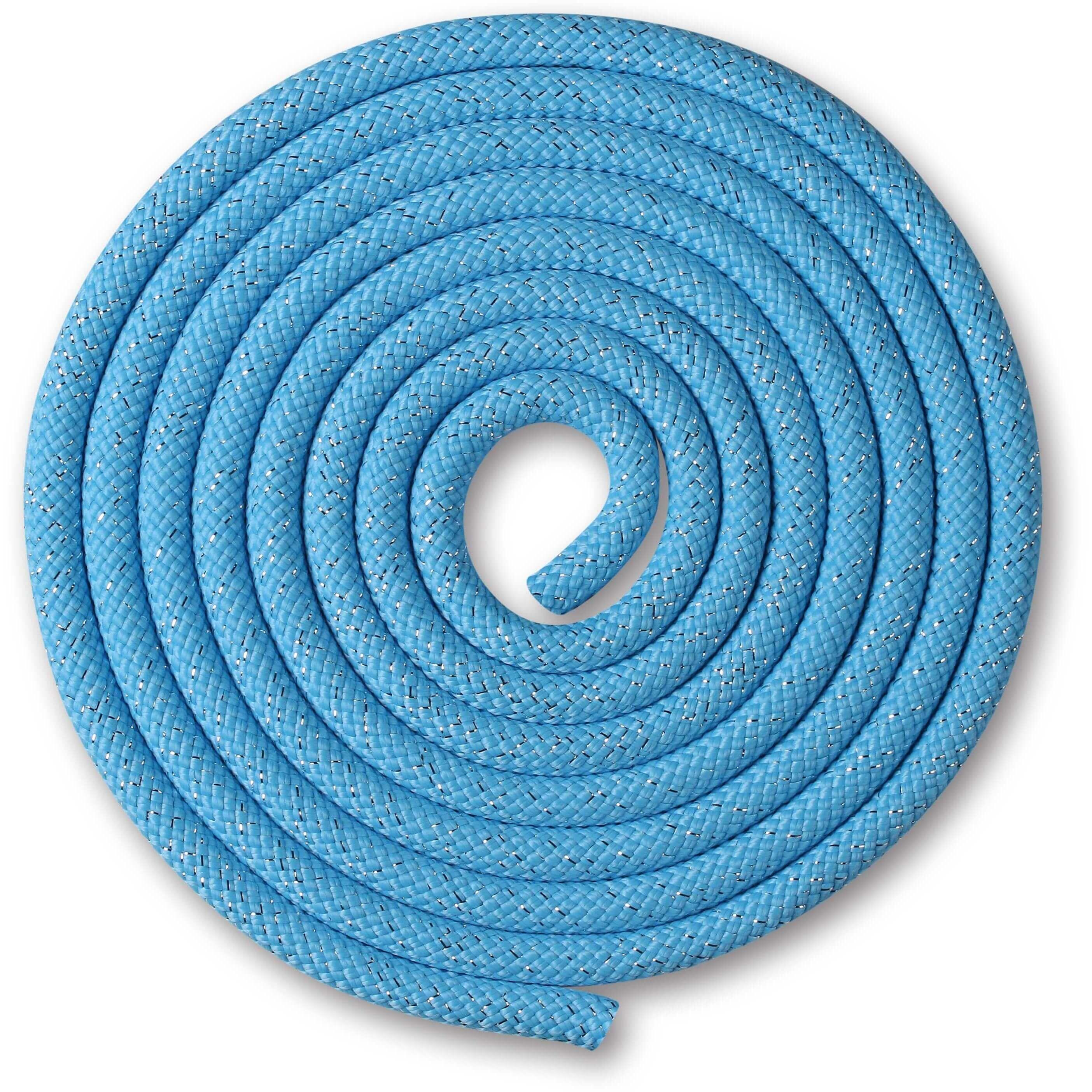 INDIGO SPORTS Cuerda para Gimnasia Rítmica Ponderada 150 g con Lurex INDIGO 2,5 m Azul Claro