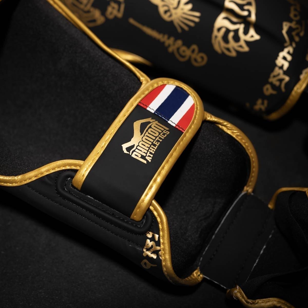 Schienbeinschoner Phantom Muay Thai – Schwarz/Gold – S/M 4/4