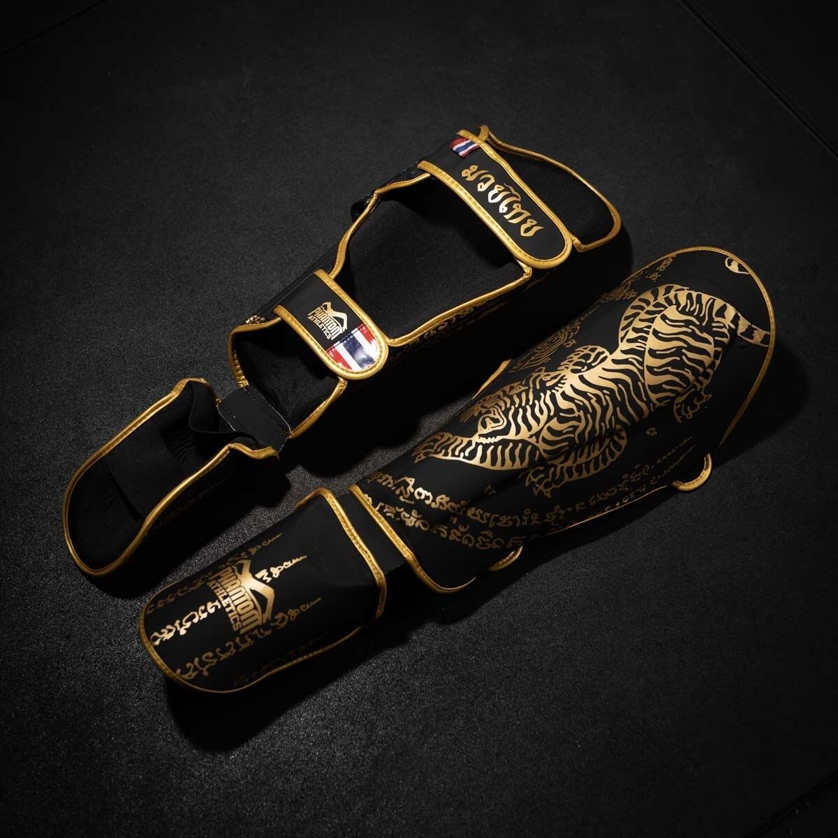 Schienbeinschoner Phantom Muay Thai – Schwarz/Gold – S/M 2/4