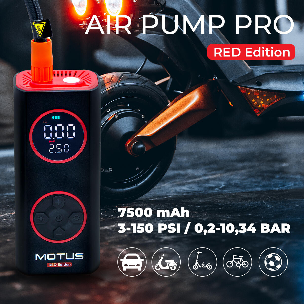 Bomba de aire Motus Pro Edición Roja 7/7