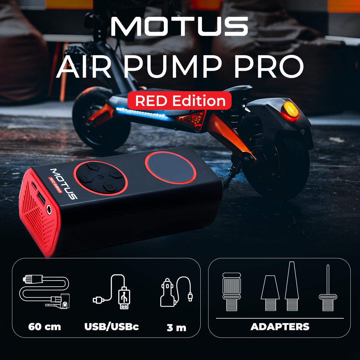 Bomba de aire Motus Pro Edición Roja 5/7