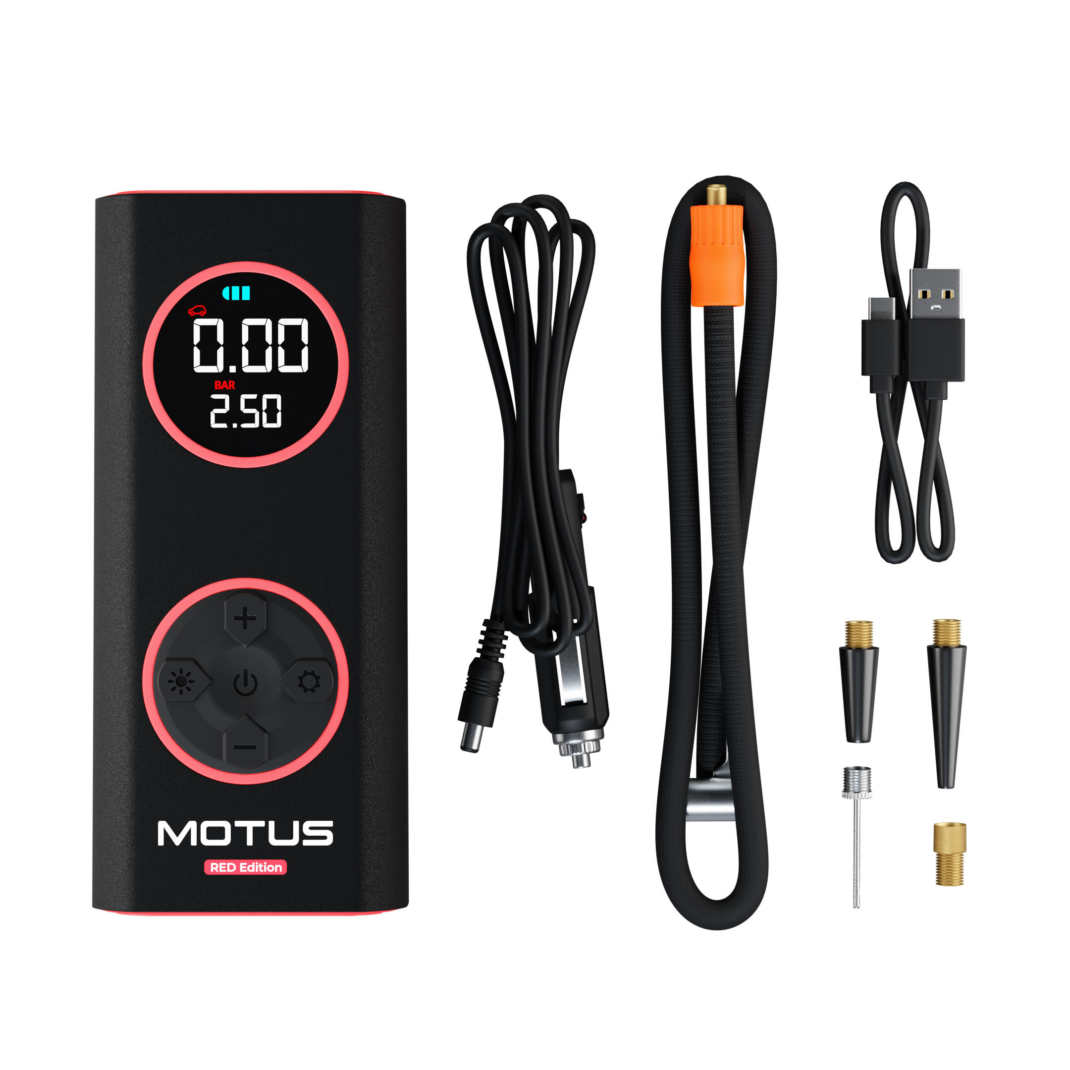 MOTUS Pompa elettrica Motus AirPump Pro Red Edition 96W 7500 mAh manometro
