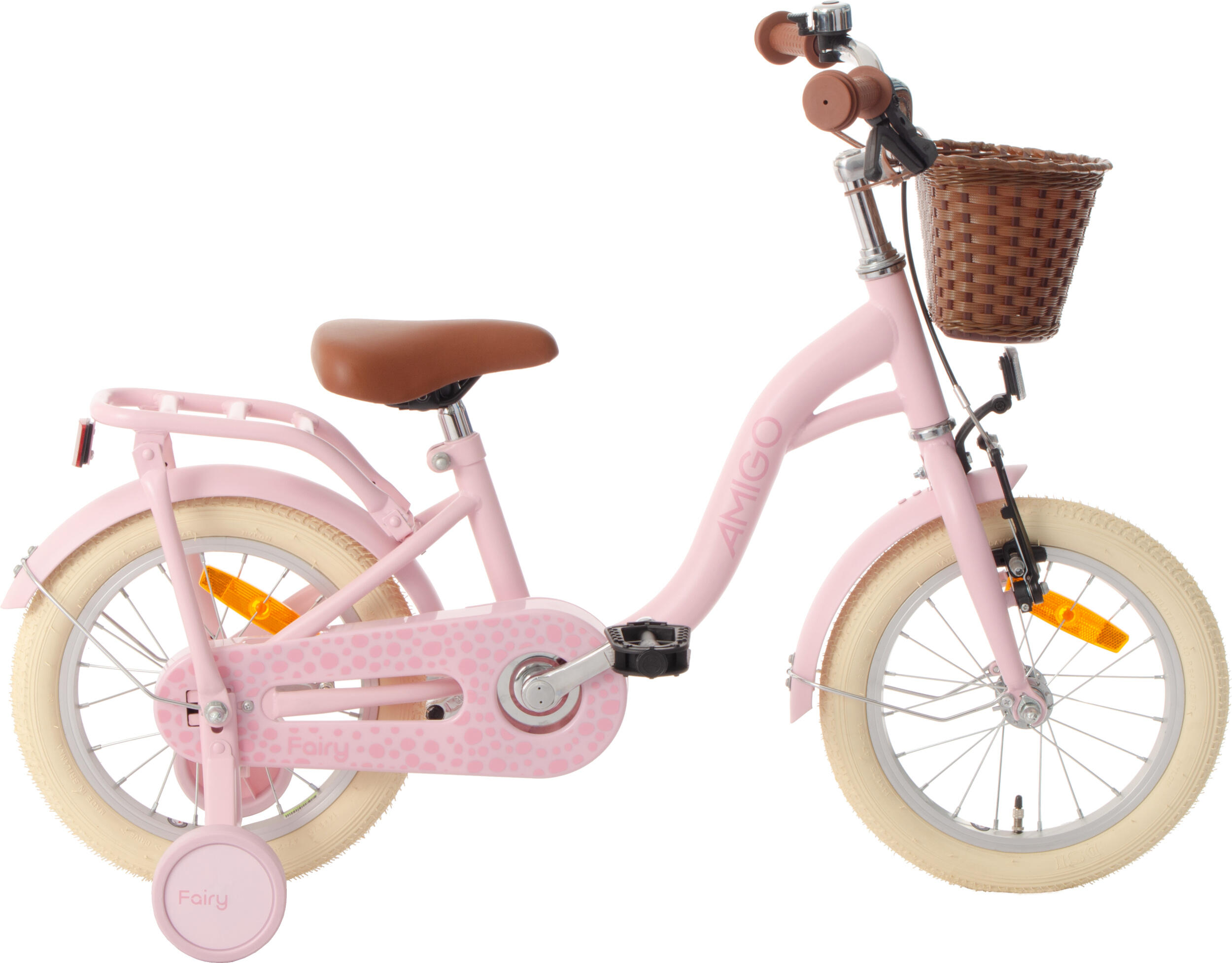 AMIGO AMIGO Kinderfahrräder Mädchen Fairy 14 Zoll 22 cm Mädchen Rücktrittbremse Rosa