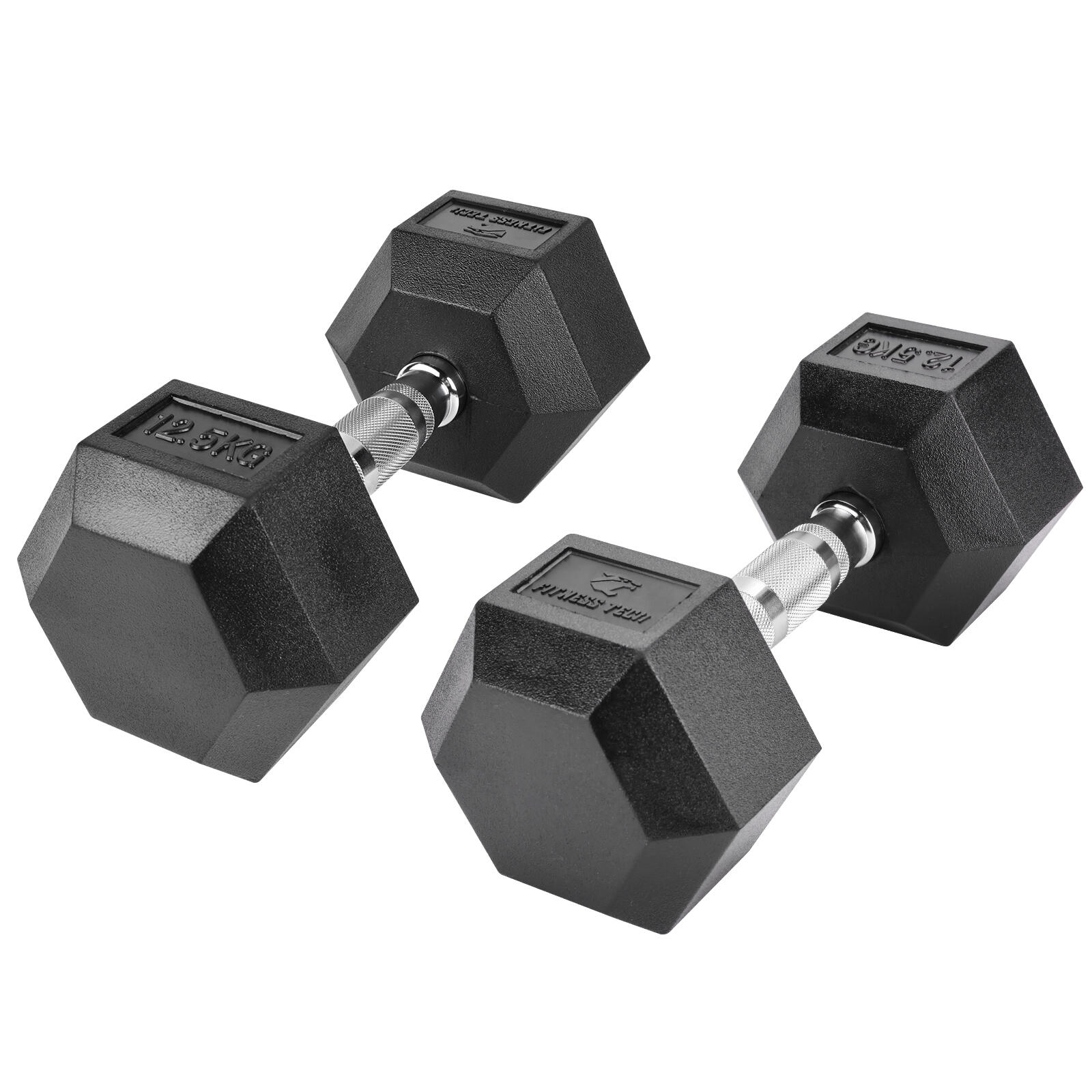 Halteres hexagonais 12,5kg fitness tech – conjunto com 2 unidades