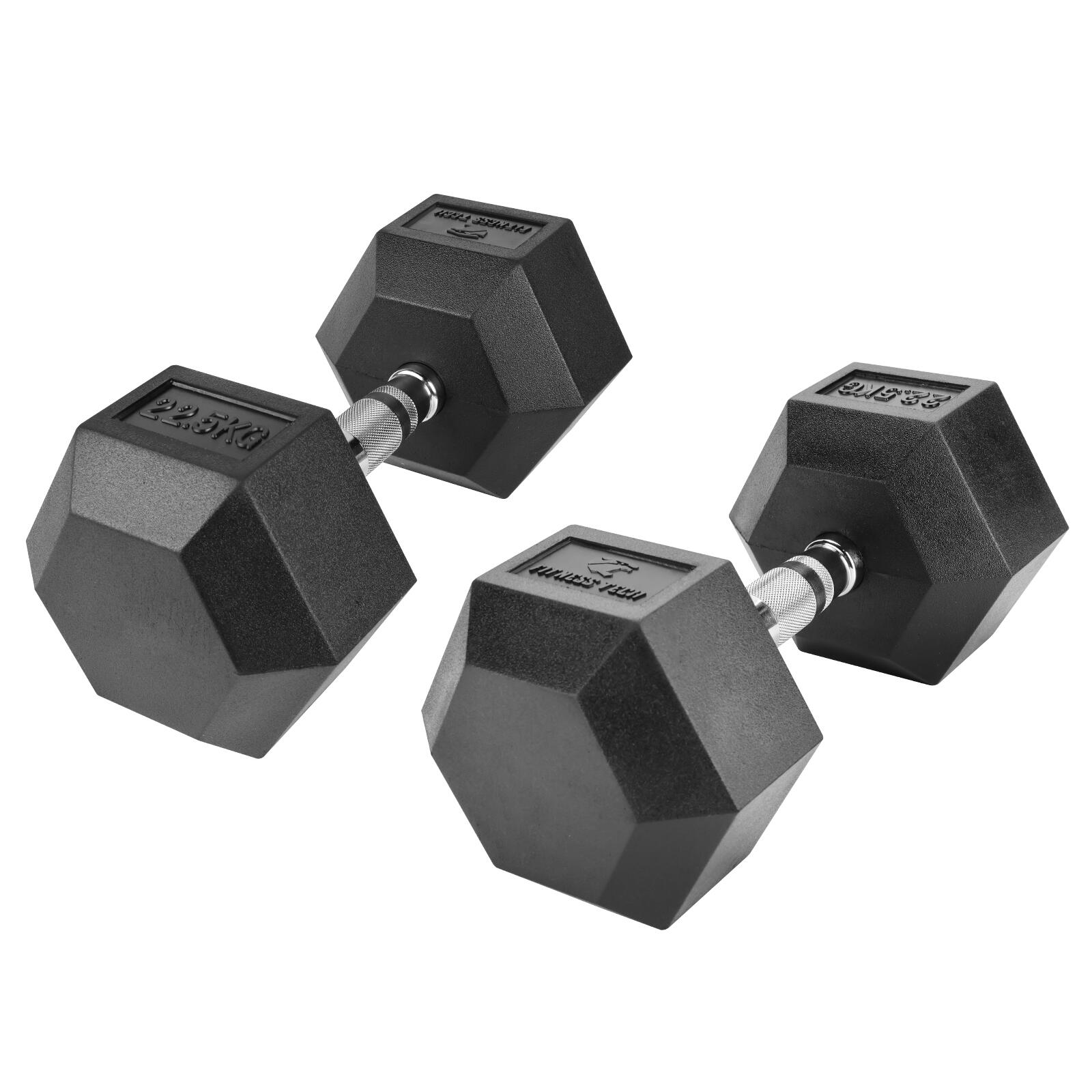 Halteres Hexagonais 22,5kg Fitness Tech – Conjunto com 2 Unidades