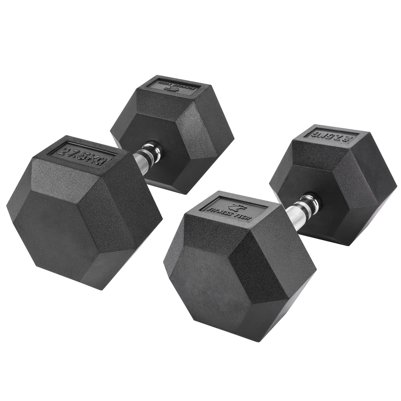 Halteres Hexagonais 27,5kg Fitness Tech – Conjunto com 2 Unidades