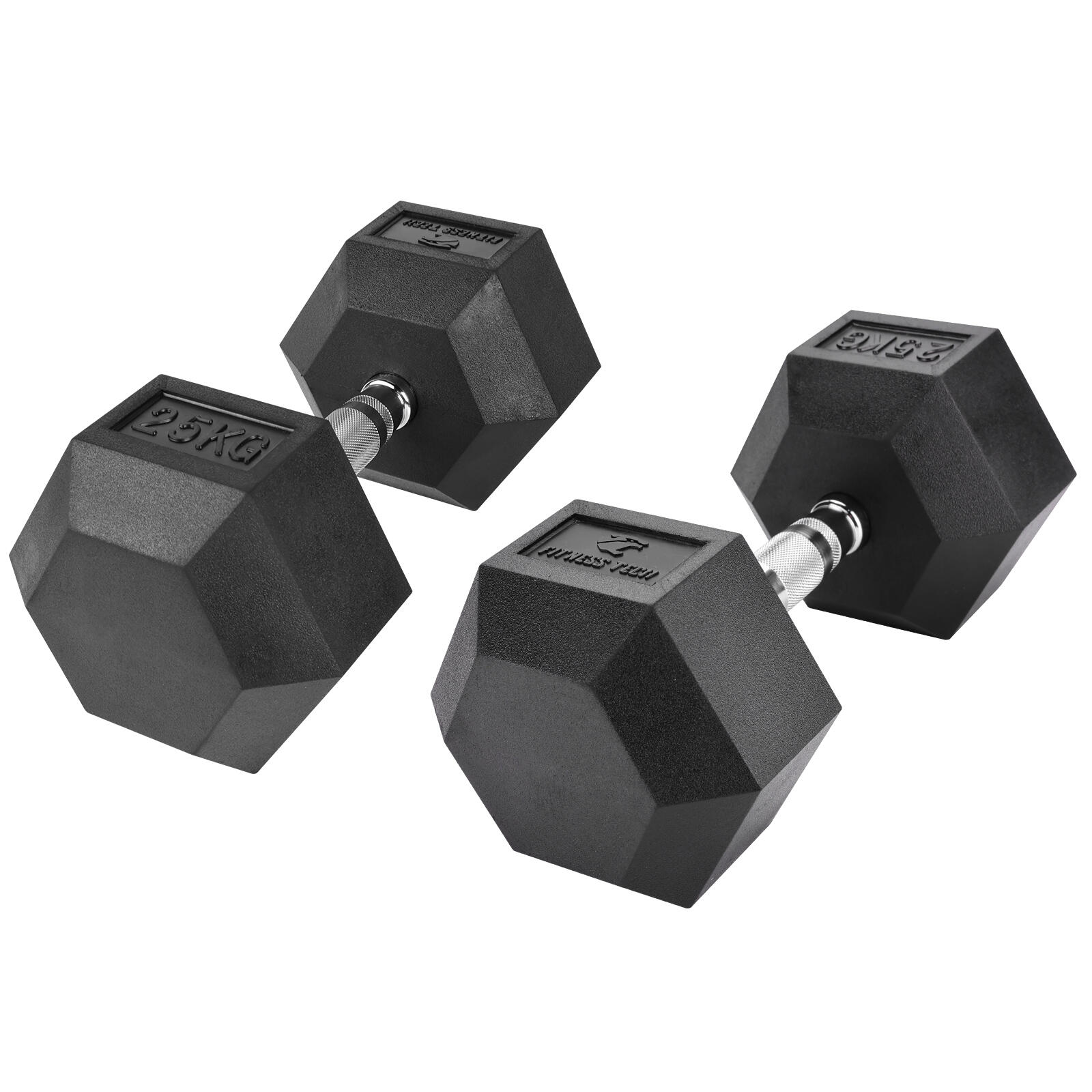 FITNESS TECH Mancuernas hexagonales 25kg Fitness Tech Set 2 Unidades