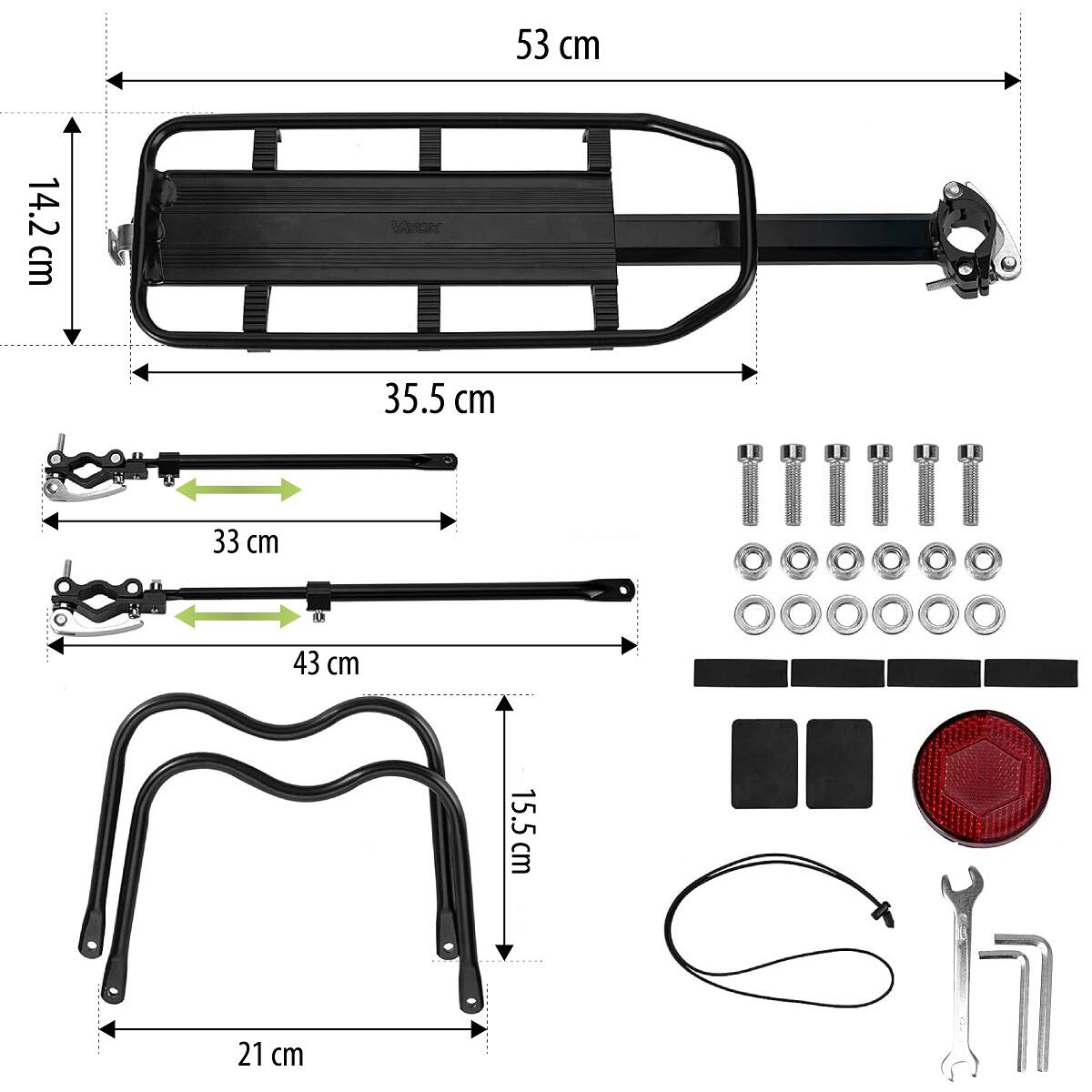 Portapacchi per bicicletta VA0352 Vayox, 50kg, in alluminio, universale 5/7