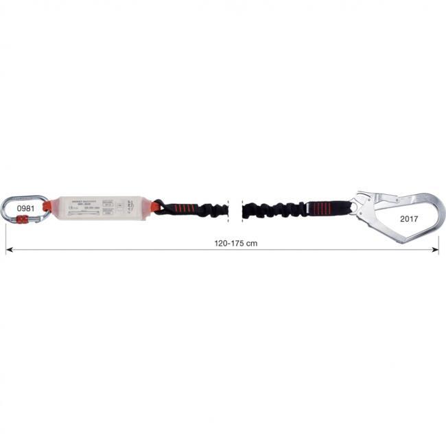 Lonża Shock Absorber rewind 175cm, karabinek MGO 2/3
