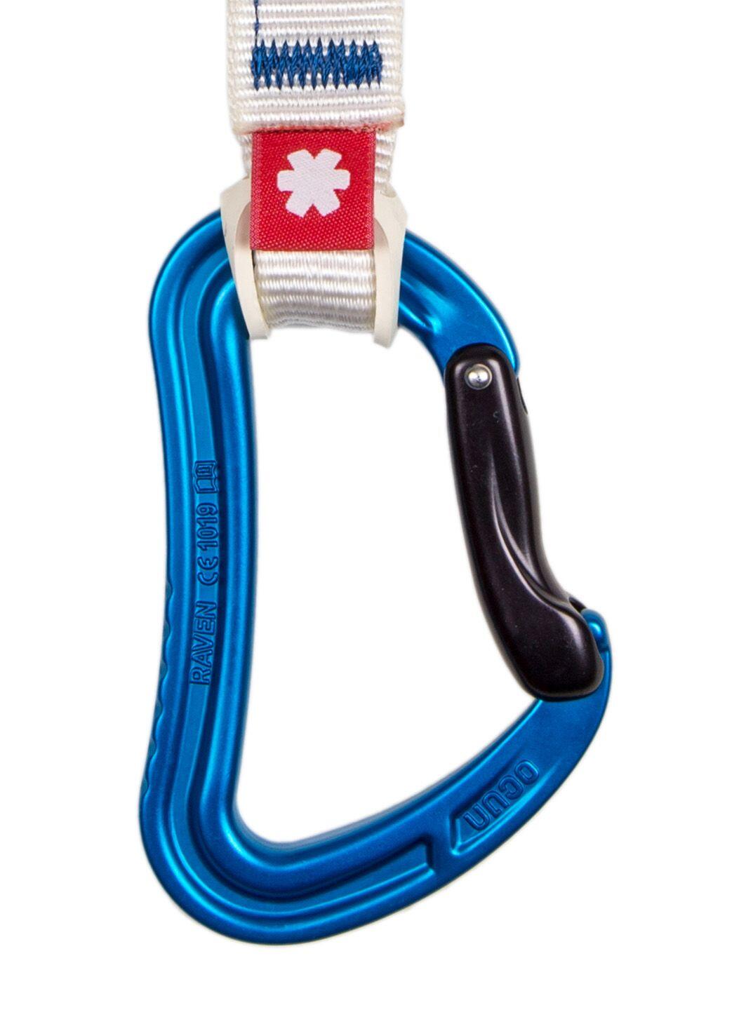 Désemes Ocún Raven QD Zoom PA 16 cm azul mosquetones forjados 23 mm cinta 22 mm 3/3