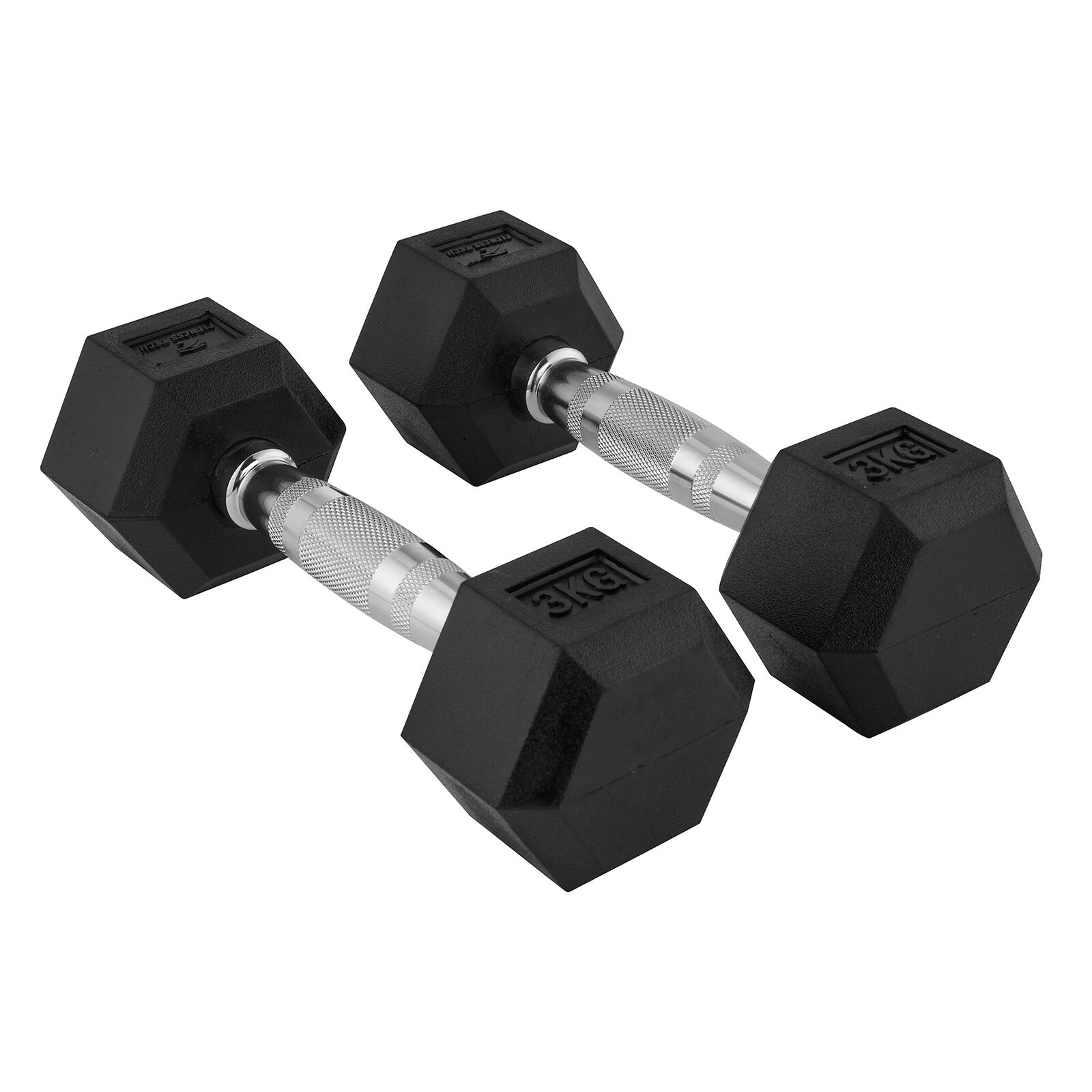 Fitness Tech - Haltères Hexagonales 3kg Fitness Tech Set 2 Unités - Haltère - Noir - 3 Kg - Decathlon