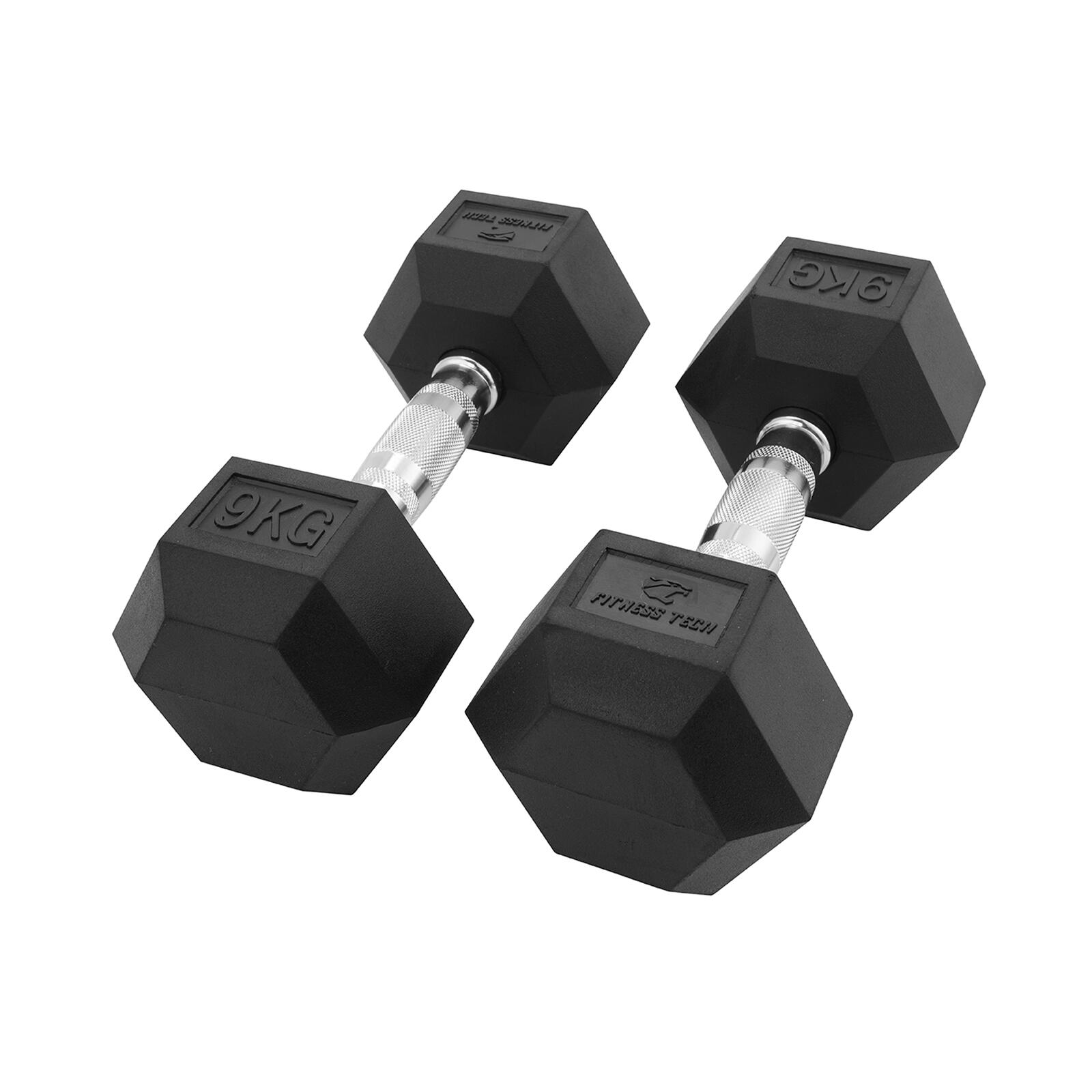 Haltères hexagonales 9kg Fitness Tech Set 2 Unités 2/8