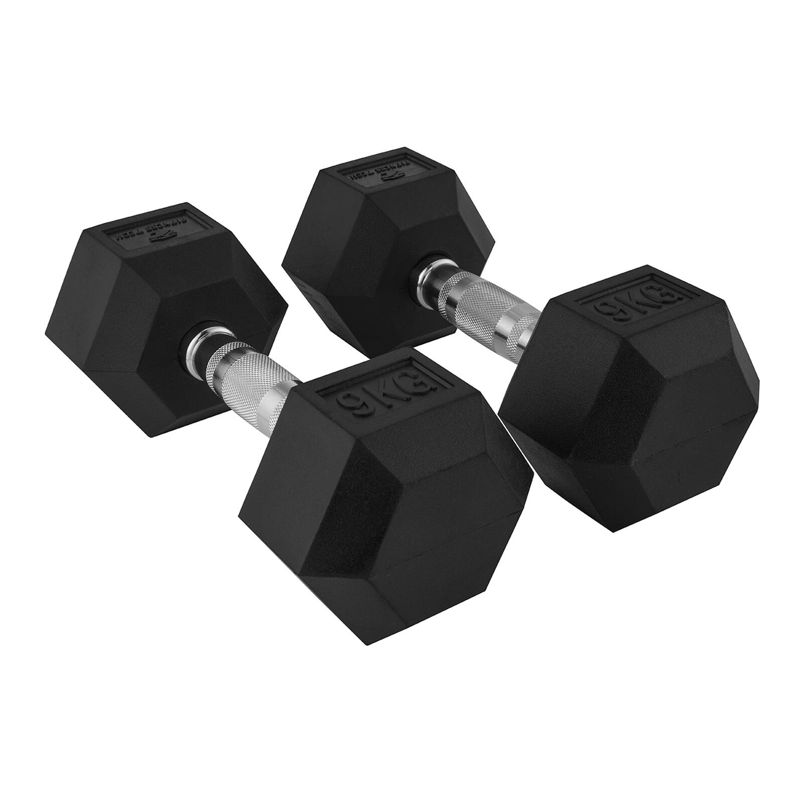 Fitness Tech - Haltères Hexagonales 9kg Fitness Tech Set 2 Unités - Haltère - Noir - 9 Kg - Decathlon