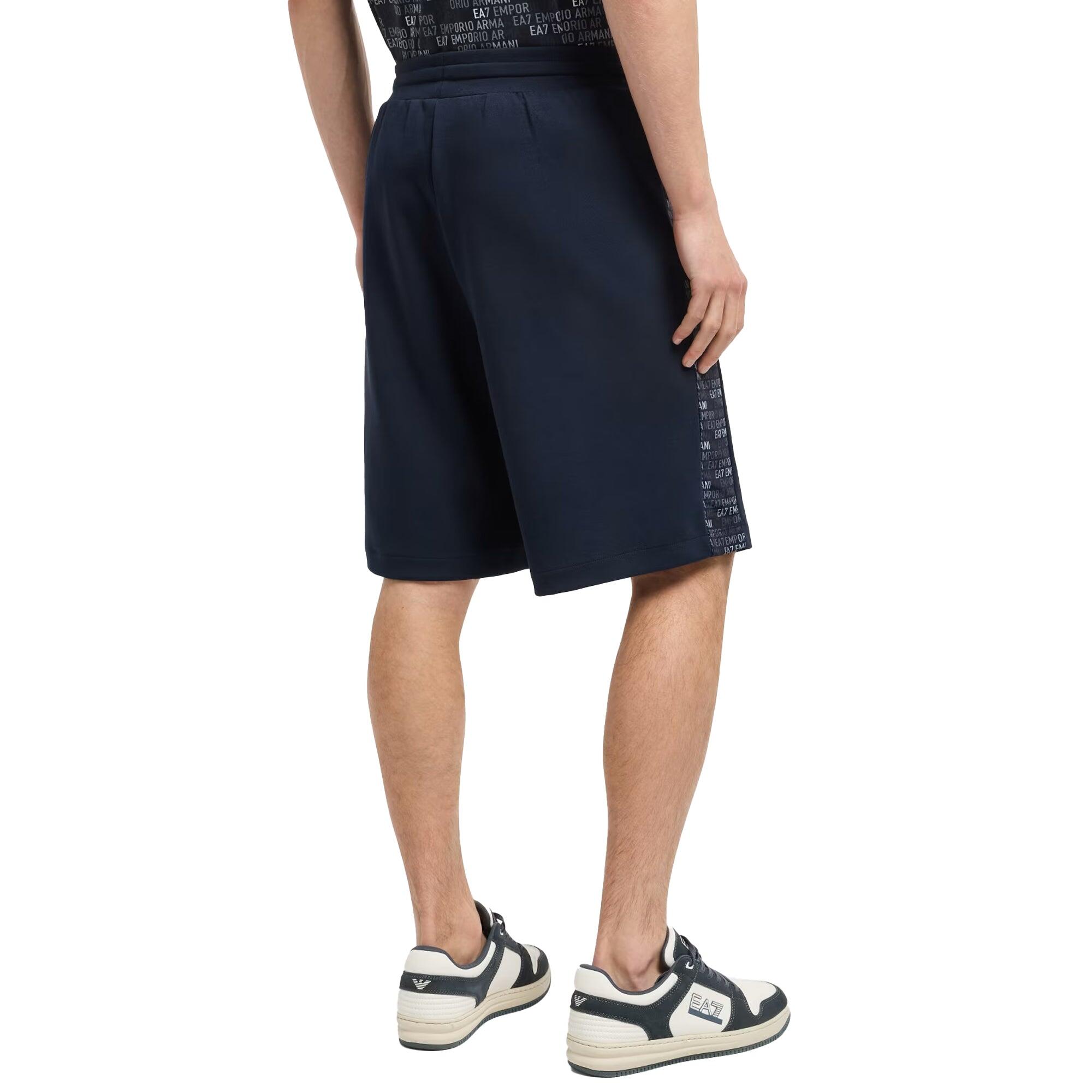 Logo Series Monogram Print Bermuda Shorts Armani Blue 4/4