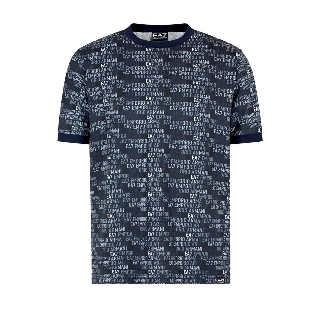 Logo Series Monogram Print T-Shirt Armani Blue