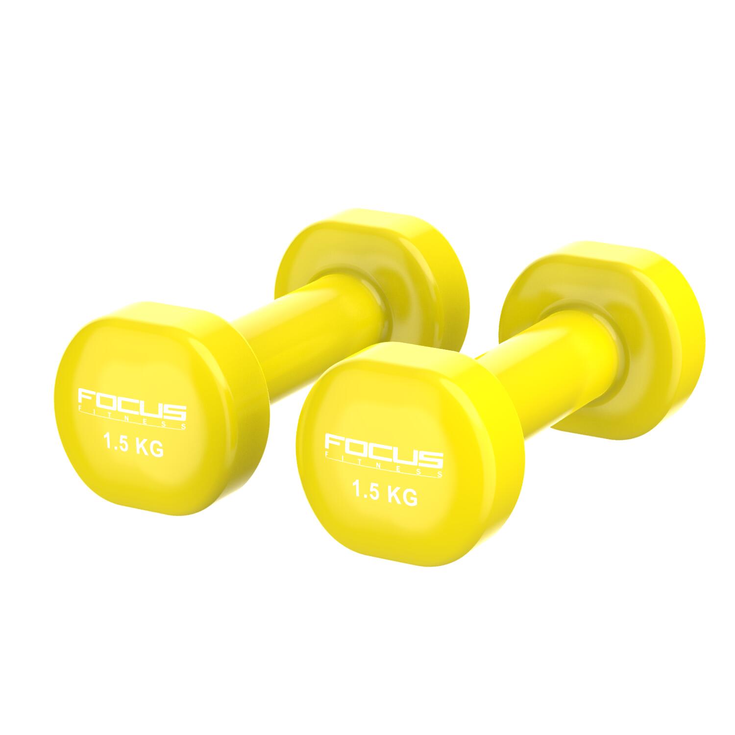 FOCUS FITNESS Vinyl Dumbbells - 2 x 1,5 kg